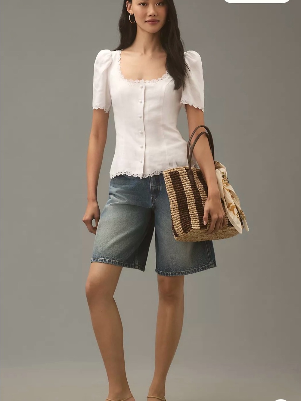 Reformation Annabella White Linen Top